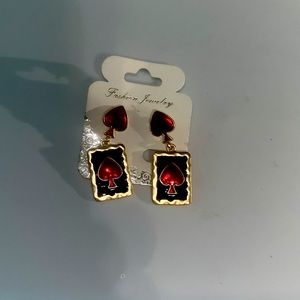 A Halloween queen of hearts earrings
